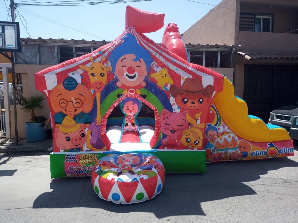 Renta de brincolín inflable circo Plim Plim en Tijuana - Fiestas Polo
